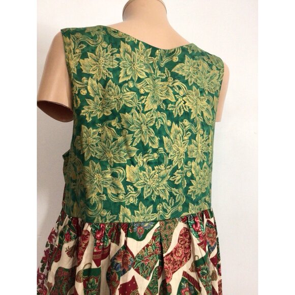 Handmade Christmas Dress Maxi Length Attached Apron Mrs. Claus Large - Picture 8 of 9